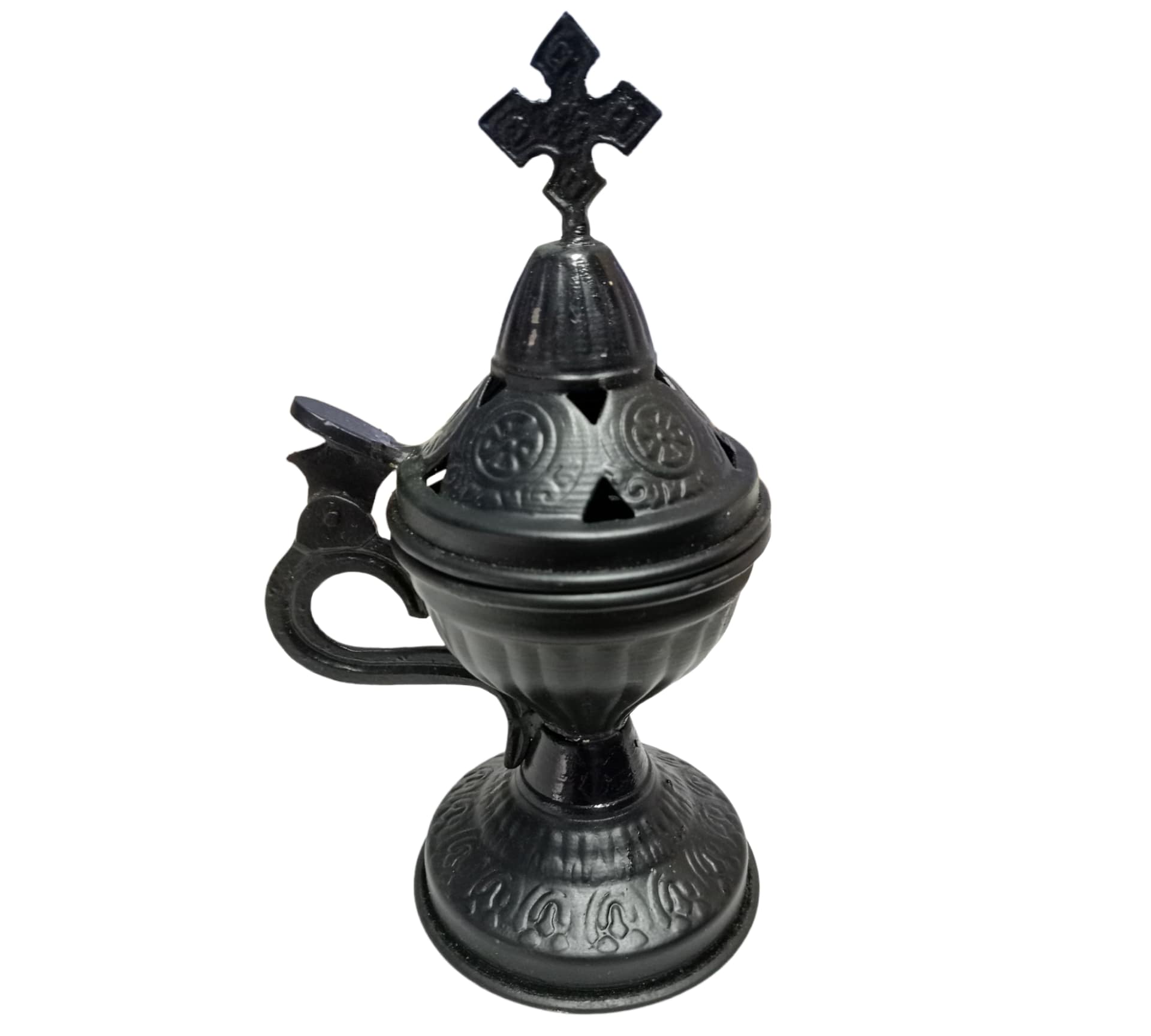 Incensario ritual de metal para quemar resinas y sahumerios