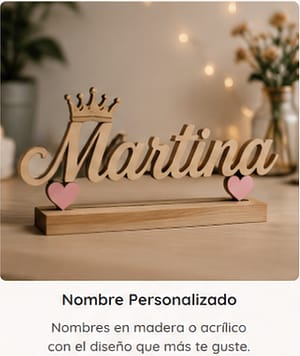 Nombre decorativo personalizado grabado en madera